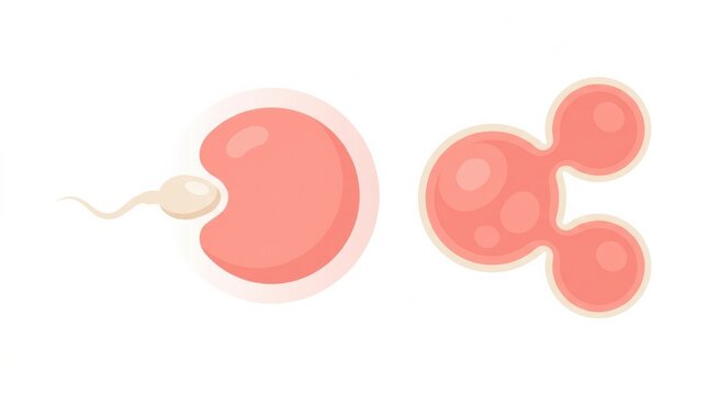 Fetal Development Stages From Conception to Early Pregnancy Showing Sperm and Early Cell Division
