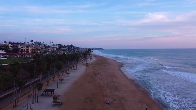 San Clemente, Orange County, California. View of Beach Horizon at Sunset. Looking South, toward San Diego