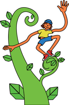 Boy Climbing a Bean Stalk