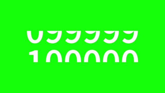 Digital Odometer Counting Up to 100,000 Milestone on Green Screen