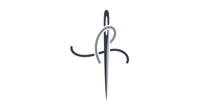 Needle and Thread Icon Depicting Embroidery, Sewing, and Craftsmanship on White Background