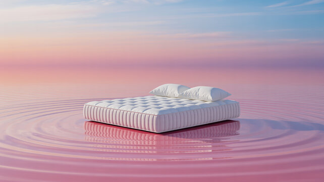 Serene sunset mattress in calm waterscape