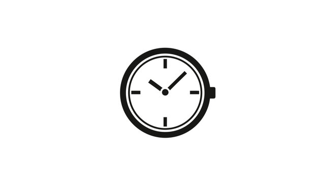 Simple clock icon illustration showing time and concept of timing in its entirety