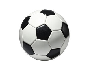 Fototapeta premium Classic black and white soccer ball resting on a plain surface