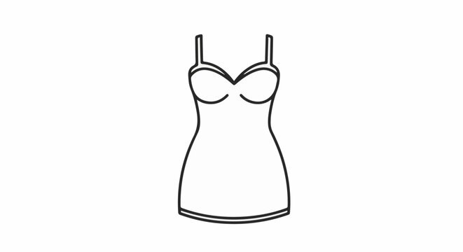 Simple black outline drawing of a strappy sleeveless slip dress