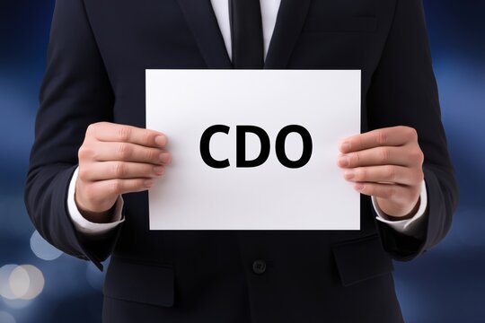 Executive Holding a Sign with the Title CDO