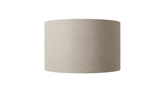 Minimalist Cylindrical Beige Linen Fabric Lampshade Isolated on White Background for Interior Home Decor and Lighting Fixture Design