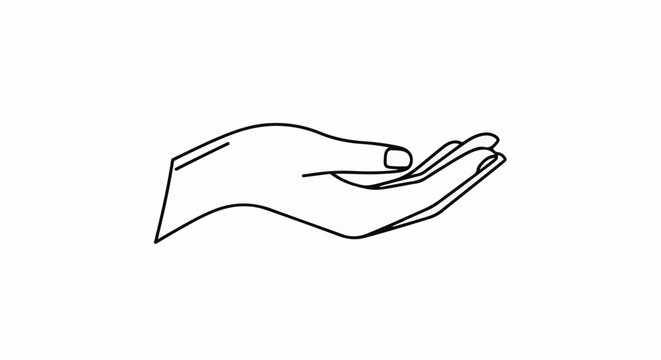 Line art of an open palm and fingers in a cupping gesture