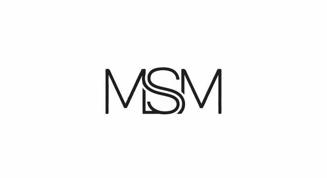 Minimalist monogram of three letters, 'MSM', with the central 'S' intertwined within its outline