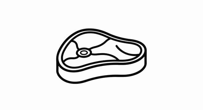 A simple, clean line art illustration of a raw steak
