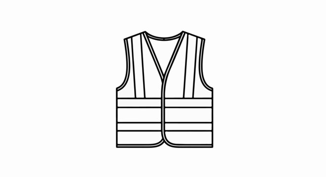 A simple line drawing of a high-visibility vest on a white background