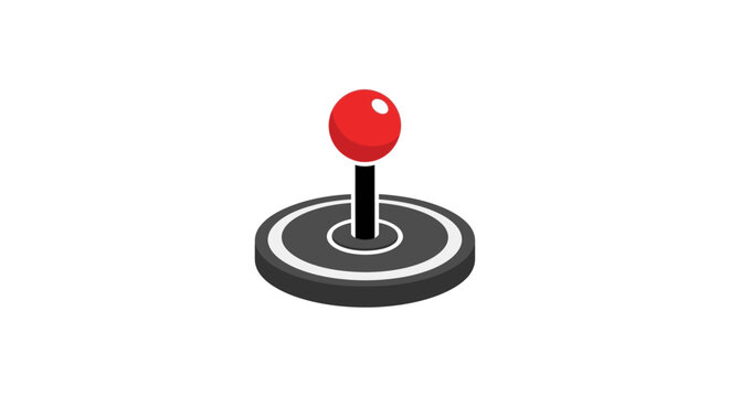Isometric illustration of a retro joystick control interface gaming controller object