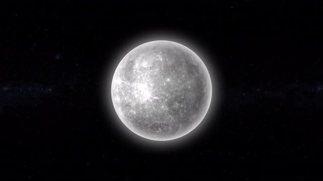 Realistic Rotating Mercury Loop, Planet Animation in Space HD Background