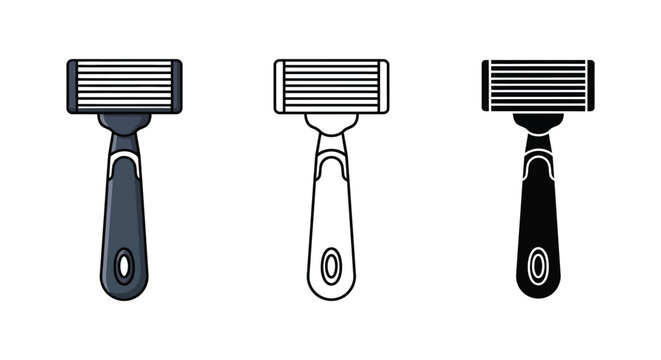 Razor vector icons set for shaving and grooming needs