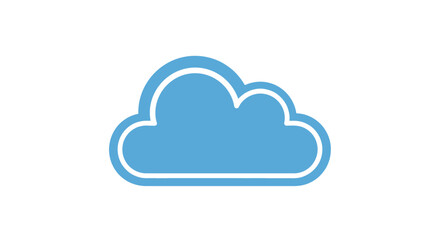 Fototapeta premium Cloud Computing Icon in Sky Blue with White Outline, Digital Data Storage Concept