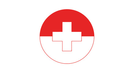 Obraz premium Medical Symbol Design Featuring a Plus Sign Within a Red and White Circular Graphic