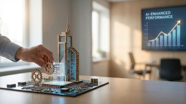A person diligently building a model to represent upgrading business concepts and innovative strategies effectively