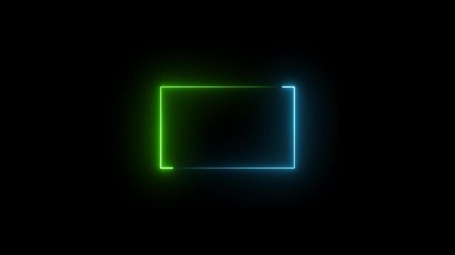 Abstract neon line rectangle icon illustration background 4. Neon Light glowing shape illustration in retro style.