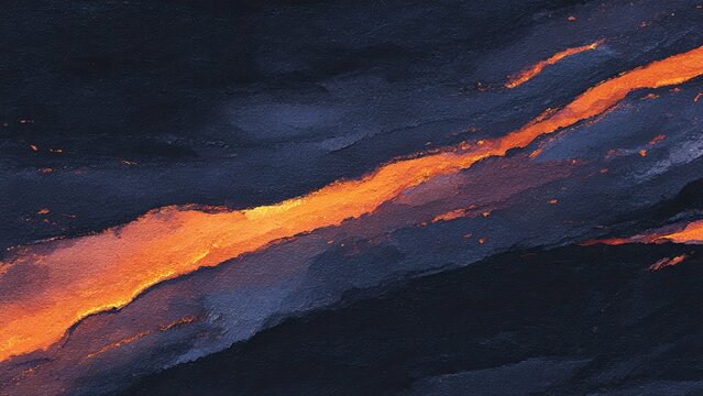 火山の溶岩流が広がる水彩風抽象テクスチャ ダークトーン背景素材