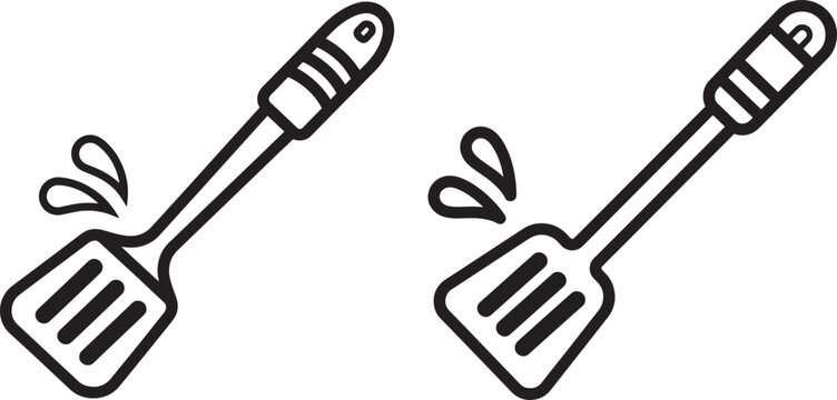 Two spatulas with splashing water droplets kitchen utensil food preparation cooking utensil white background hand tool cooking equipment