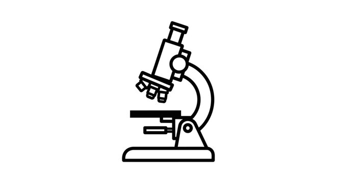 Minimalist Illustration of a Microscope on White Background for Scientific Applications