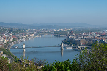 Obraz premium Budapest panorama with Danube and Chain Bridge