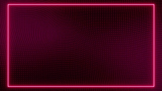 abstract red and pink neon light border frame background with wave grid lines animation,futuristic ai technology and science stream social media motion background