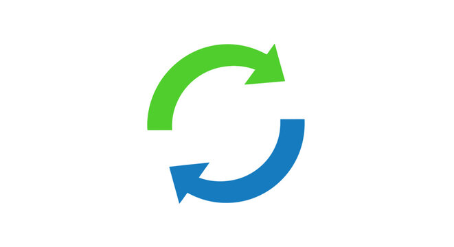 Abstract illustration of two curved arrows forming a circular continuous loop symbol