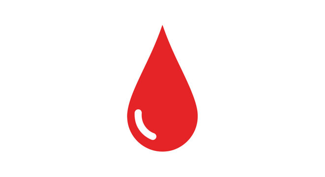 A single red blood drop icon against a pristine white backdrop, simple design