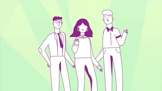 Group of professionals discussing together animation, teamwork and collaboration concept with modern business people interaction