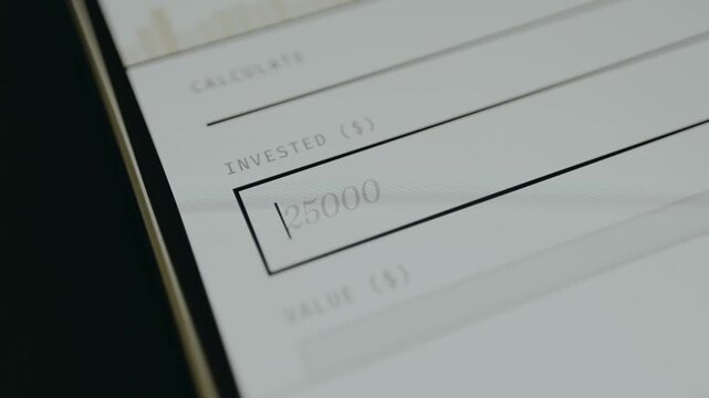 Input field for Invested amount, amount entered is 25K USD