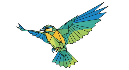 Geometric low poly bird vector illustration, colorful flying tit bird in polygonal style, modern abstract avian wildlife graphic for logo design © stcok victer cenva