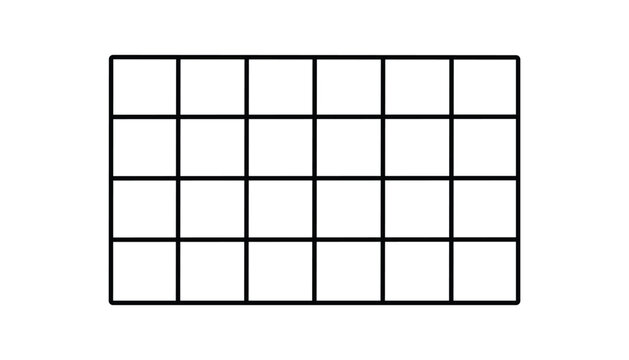 Grid layout icon with twenty rectangular cells for structured design and organizational planning projects