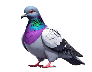 Fototapeta premium Colorful pigeon standing brightly with iridescent neck plumage