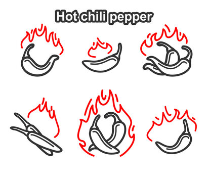 Chili pepper set. Collection icon hot chili pepper. Vector