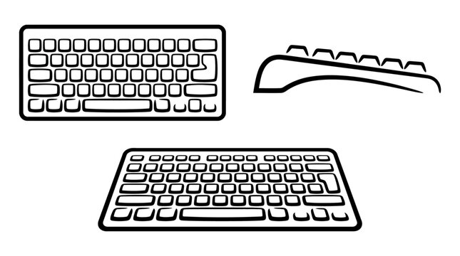 Black and White Keyboard Illustrations for Digital Technology and Computing.