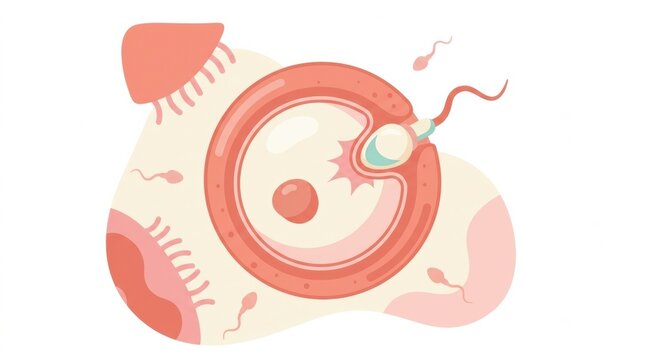 Fetal Development Illustration Showing Fertilization Process and Early Stages of Pregnancy