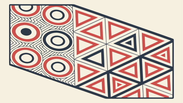 Ethnic geometric pattern with tribal circles and triangle motifs, geometric