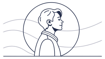 Profile portrait of young person in minimalist line art with portrait, abstract © Tasfia