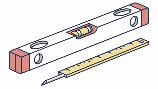 Construction spirit level and pencil drafting tools with construction, drafting
