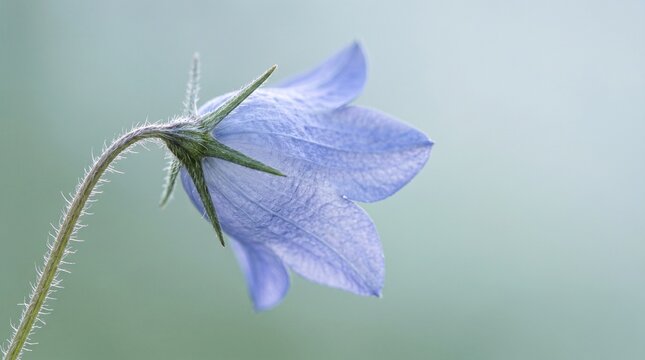 Delicate harebell flower close-up on soft blurred background  