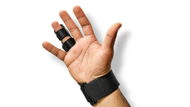 Finger splint brace for trigger finger treatment and tendon inflammation relief.