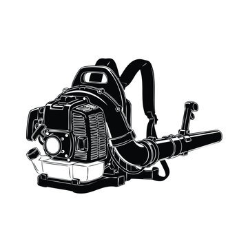 Silhouette backpack leaf blower set bundle objects outdoor.