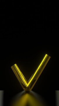 Luxury Gold Check Mark Drawing Animation Vertical Video on Black Background