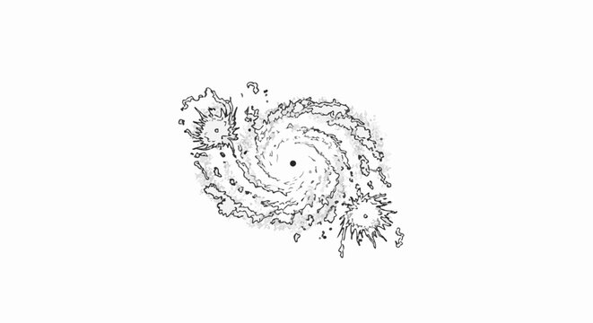 Stylized spiral galaxy with a central black hole and stellar nurseries