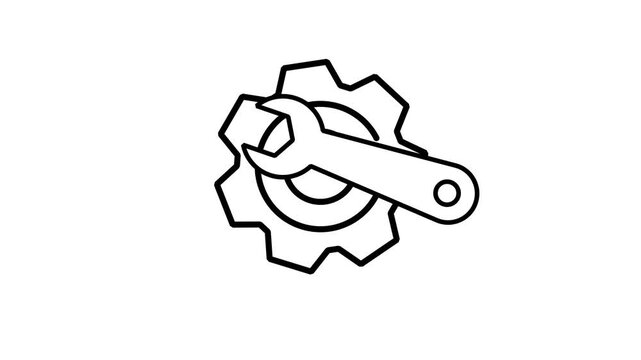 Gear and Wrench Maintenance Icon Symbol Repair Concept 4K Animation