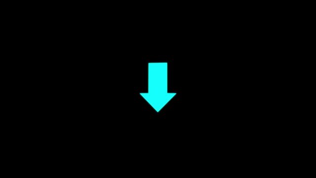 Abstract directional arrow icon or swipe down arrow signal animation Download Arrow Down Flat Icon on Black Background. download icon sign. down arrows .4k animation.