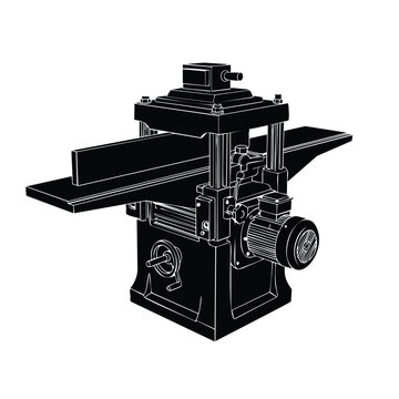 Wood planer jointer machine vector silhouette bundle set illustration.
