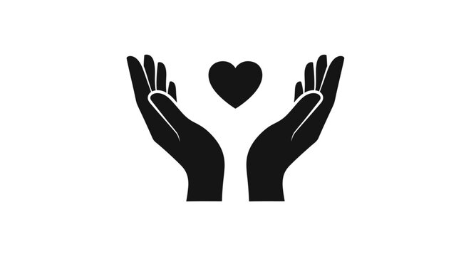 Black Hands Holding Heart Symbol of Care and Support
