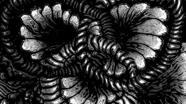 Abstract black and white organic pattern animation